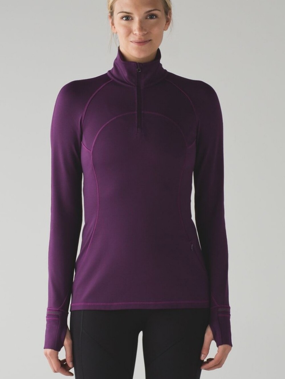 Lululemon First Mile 1/2 Zip Darkest Magenta Purple Sweatshirt Pullover 8